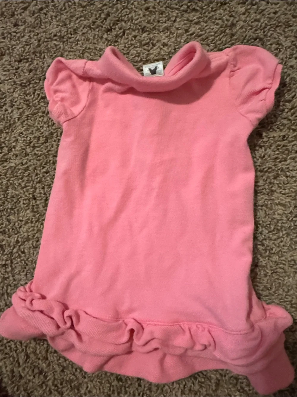 Ralph Lauren Girls' Pink Polo Ruffle Hem Top